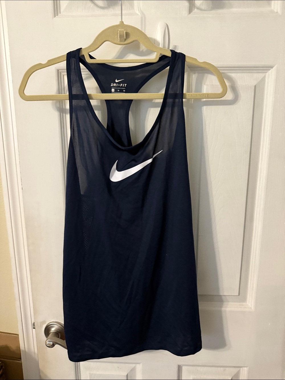 Nike Navy Blue Racerback Dri-FIT Tank with White Swoosh